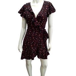 NEW  Leopard Heart Print Mini Wrap Dress NWT
